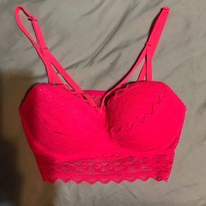 Pink lace strappy bra. Xs